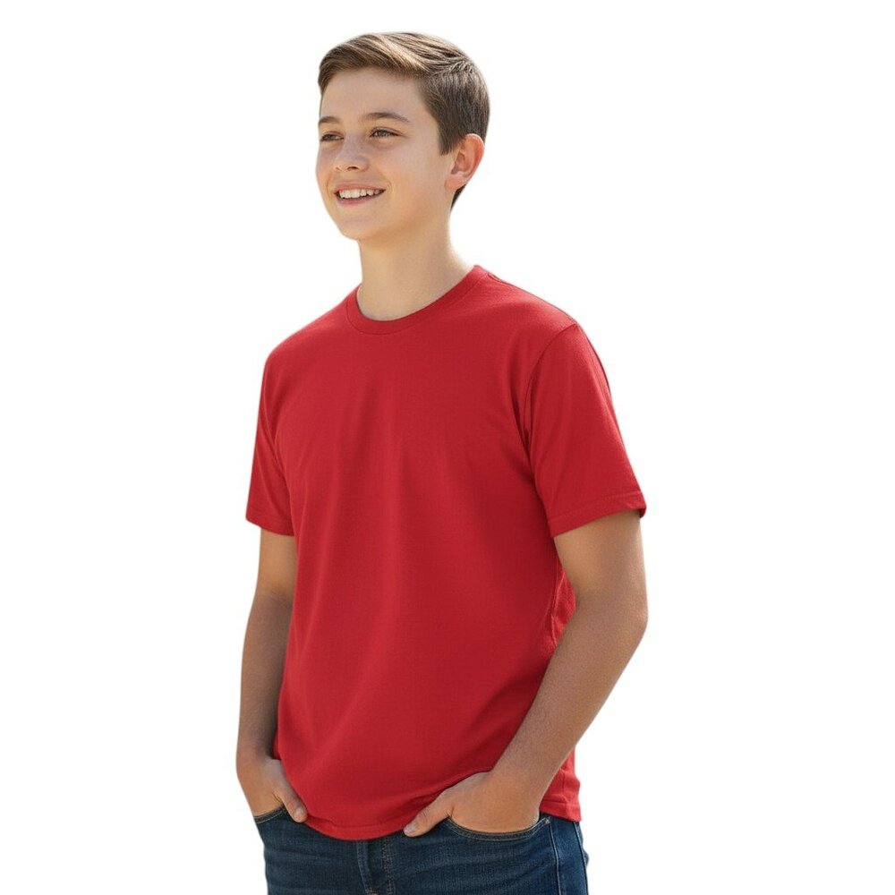 Fruit of the Loom T Shirt Boys XL 18/20 Red Crew Neck Short Sleeve NWT